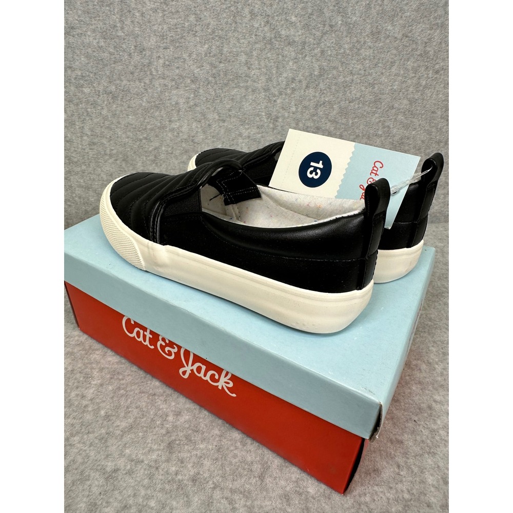 Cat & Jack Black Nellie‎ Sneakers Kids Size 13 Slip On Shoes - Picture 3 of 6
